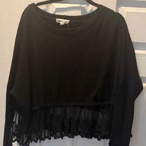 Painted Threads Black Lace Trim sweater Blouse